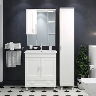 Зеркальный шкаф с подсветкой Misty Дива 75см левый белый