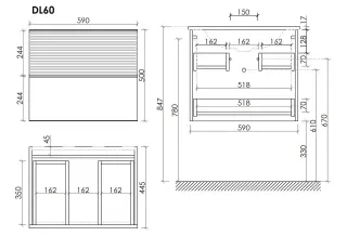 Подвесная тумба под раковину Sancos Delta DL60GR 60см дуб красный/графит
