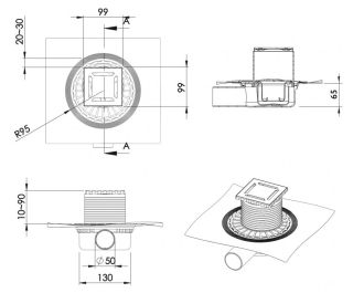 Душевой трап Berges Zentrum Antik 091364 10см хром глянец