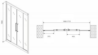 Душевая дверь ABBER Schwarzer Diamant 170см хром AG33170H