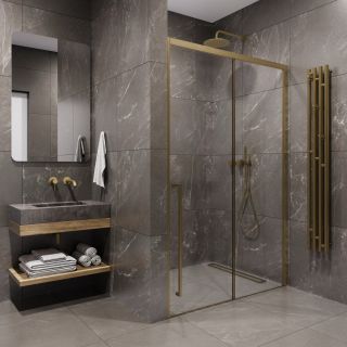 Душевая дверь в нишу Timo T52L 120 см левая золото матовое