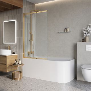 Душевая шторка на ванну BelBagno LUCE-VF-11-100/145-C-ORO золото