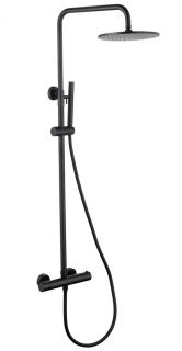 Душевая стойка ABBER Wasser Kreis AF8160B с термостатом чёрный матовый