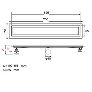 Душевой лоток Gappo G87007-4 70 см сатин