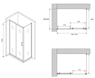 Душевой уголок ABBER Schwarzer Diamant AG30100B-S50B 100x50см чёрный