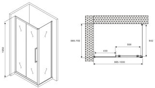 Душевой уголок ABBER Schwarzer Diamant AG30100MH-S70M 100x70см хром