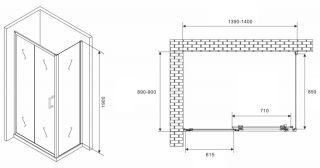 Душевой уголок ABBER Schwarzer Diamant AG301405-S905 140x90см хром