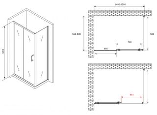 Душевой уголок ABBER Schwarzer Diamant AG30150B5-S60B5 150x60см чёрный