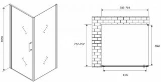 Душевой уголок ABBER Sonnenstrand AG04070-S75 70x75см хром