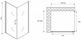 Душевой уголок ABBER Sonnenstrand AG04090M-S85M 90x85см хром