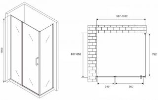 Душевой уголок ABBER Sonnenstrand AG04100MS-S85M 100x85см хром