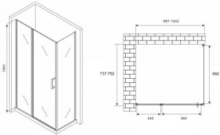 Душевой уголок ABBER Sonnenstrand AG04100S-S75 100x75см хром