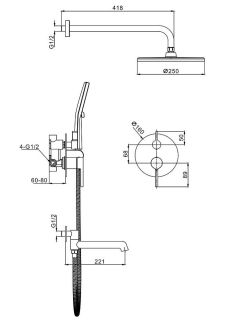 Душевой комплект Raglo R20.27 хром