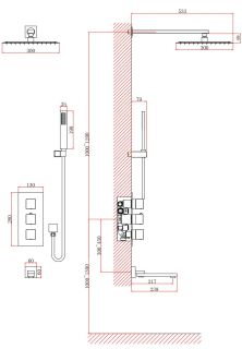 Душевая система DQ Bayern.Liszt DA2515606A04 с термостатом серый графит