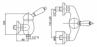 Однорычажный смеситель для душа, золото Cezares VINTAGE-DM-03/24-Sw