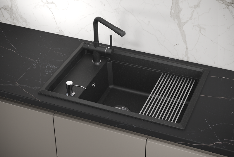 Мойка кухонная Granula Kitchen Space 7305, ЧЁРНЫЙ