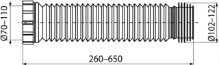 Гибкая подводка для выпуска унитаза AlcaPlast 26-65см A97L
