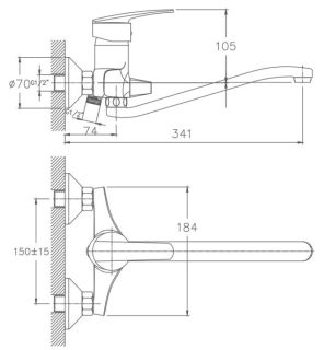 Смеситель для ванны Haiba HB2206 хром