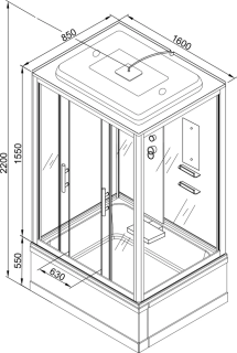 Душевая кабина AvaCan EM4516 с LED-подсветкой 160x85 см