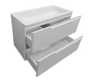 Подвесная тумба с раковиной Kare Luxe ФР-00015243 90см два ящика белый