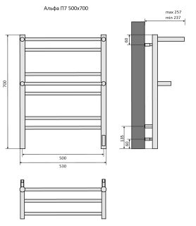 Электрический полотенцесушитель Aquatek Альфа AQ EL RRP0770CH П7 50x70см хром