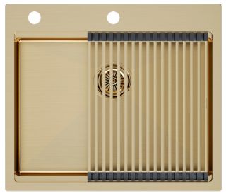 Комплект Paulmark: мойка Brim-Pro 60 и ролл-мат Pro PM705951-BG+R405-BG брашированное золото