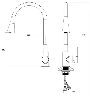 Смеситель для кухни Stella Polar Тулуза S3865-2 матовый черный