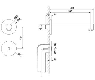 Смеситель встраиваемый для раковины Timo Saona 2373/18SM сенсорный чёрное золото