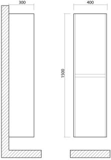 Шкаф подвесной Art&Max Family 40x150см белый глянцевый Family-1500-2A-SO-BL