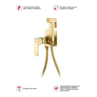 Гигиенический душ со смесителем Raglo R02.54.03 золотой сатин