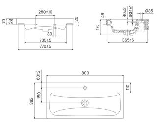 Напольная тумба с раковиной IDDIS Zodiac ZOD8ABFi95K с ящиками 80см белый/под дерево