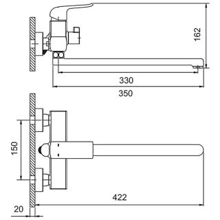 Смеситель для ванны Gappo G2250-8 хром