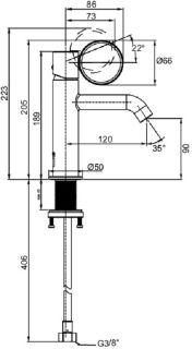 Смеситель для раковины Jacob Delafon Vivienne Signature E38682-LB3-BL чёрный матовый/латунь