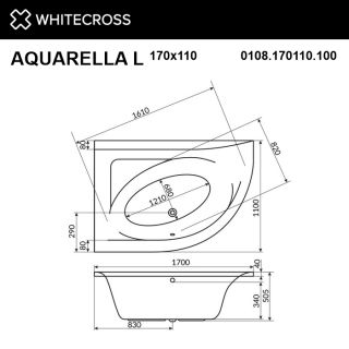 Гидромассажная ванна WHITECROSS Aquarella 0108.170110.100.LINE.CR левая 170x110 см Line хром