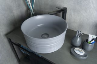 Раковина Gid Gm969 53335 накладная серая матовая 41x41x18