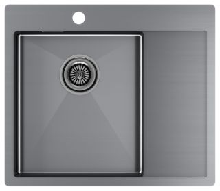 Мойка кухонная Paulmark Kroner PM225951-GML левая воронёная сталь