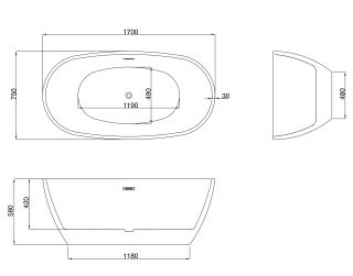 Акриловая ванна Grossman Fly GR-1104M 170x75см белый матовый