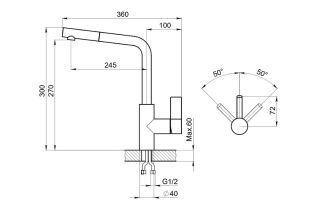 Смеситель для кухни Granula 2502, ЧЕРНЫЙ черный