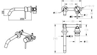 Смеситель встраиваемый для раковины Grohenberg GB511 Золото