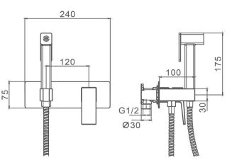 Гигиенический душ со смесителем Splenka S01.52.09 графит