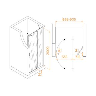 Душевая дверь RGW HO-014B 350601409-14 90см чёрный