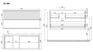 Подвесная тумба под раковину Sancos Delta DL100LGR левая 100см дуб красный/графит