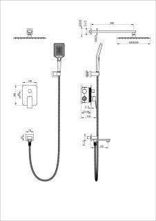Душевой комплект Wonzon & Woghand Diamond WW-88939011-BGM тёмный графит