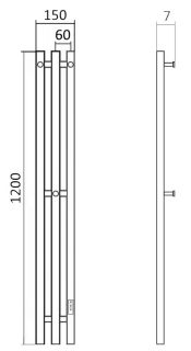 Полотенцесушитель электрический Маргроид Inaro 15x120см правый чёрный матовый Inaro3v-12012-1081-9005R