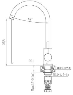 Смеситель для кухни Haiba HB71304-3 сталь