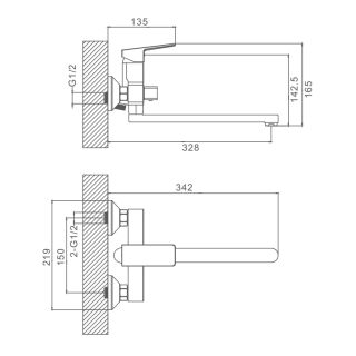 Смеситель для ванны Prohanss P60.22.06 чёрный
