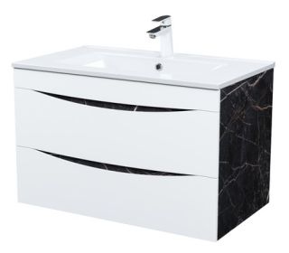 Подвесная тумба с раковиной IDDIS Cloud CLO80B0i95K 80см белый/чёрный мрамор