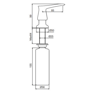 Дозатор для кухонной мойки Gappo G405-9 300 мл оружейная сталь