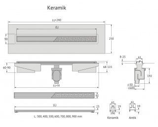 Душевой лоток Berges В1 Keramik Black 095018 70см чёрный матовый