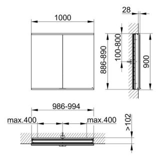 Зеркальный шкаф Keuco Royal Modular 800200101000200 100 см